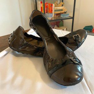 TOD'S Brown Patent Leather Ballet Flats (Size 39)